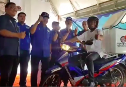 For giving out 155 motorcycles to entrepreneurs in Sandakan.